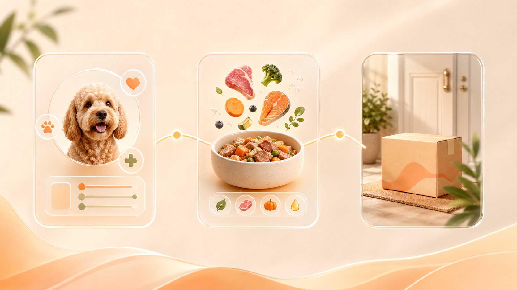 Personalized dog food journey illustration